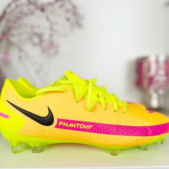 Nike By You Phantom GT2 Academy MG Soccer Cleats Orange Yellow Mens 7.5 Womens 9 - Picture 2 of 14